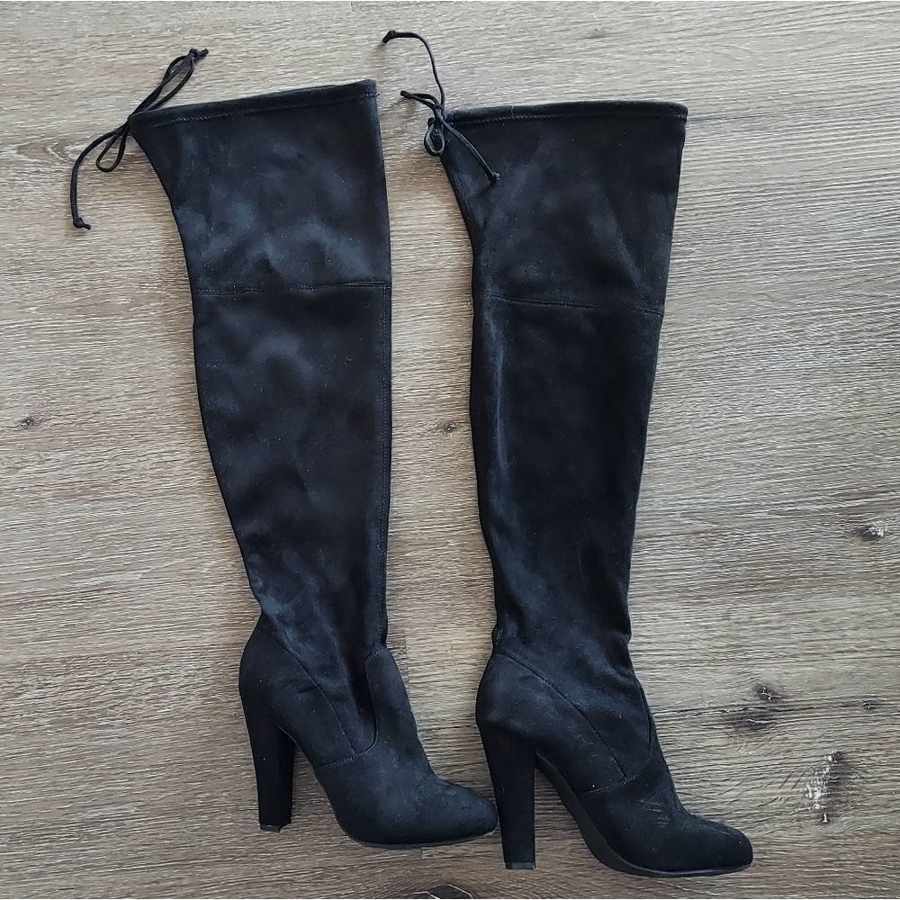 ZIGI SOHO Women's Brock Over The Knee Black Heeled Boots Size 7